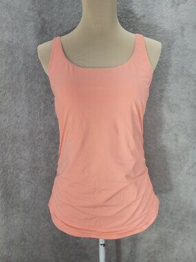Aqua Eve Tankini Top w/ Adjustable Straps Tummy Control Sz L Coral *NWT*
